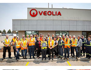 The Veolia team celebrates the reopening of the Chatham, Ontario facility