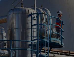 A Veolia employee stands in an energy facility