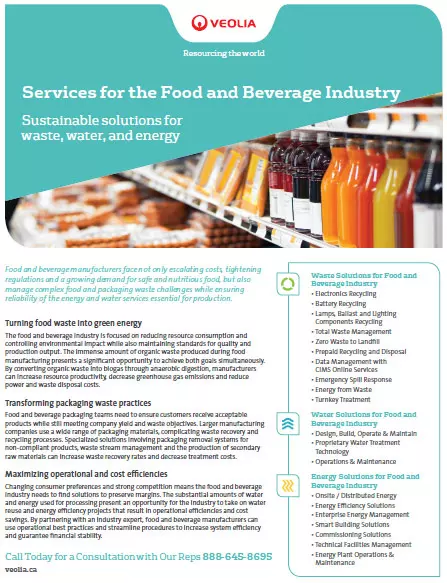 Download Services Sheet for the Food and Beverage Industry