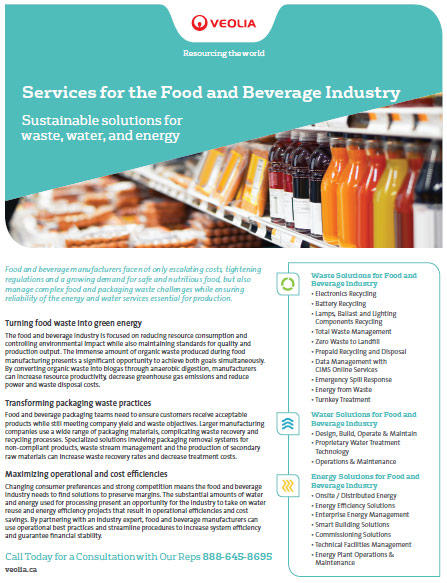 Download Services Sheet for the Food and Beverage Industry