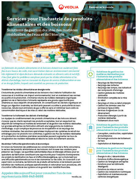 Téléchargez la brochure de nos services pour l'industrie agroalimentaire