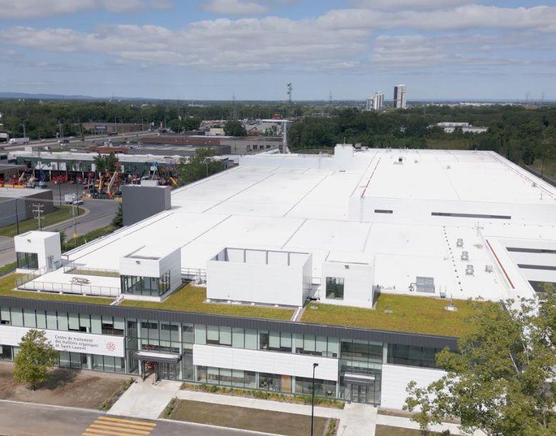 An aerial view of Montreal’s Organic Materials Processing Center in Saint-Laurent